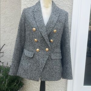 Express Women's Black/GreyHoundstooth Hold Button Double Breasted Blazer Size M